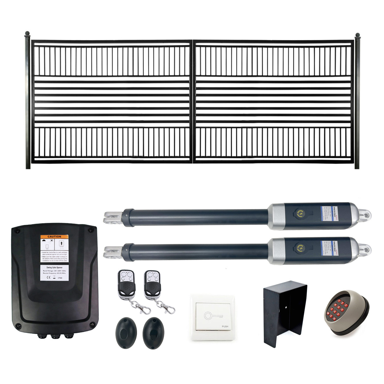 Automated Steel Dual Swing Driveway Gate and Gate Opener Complete Kit