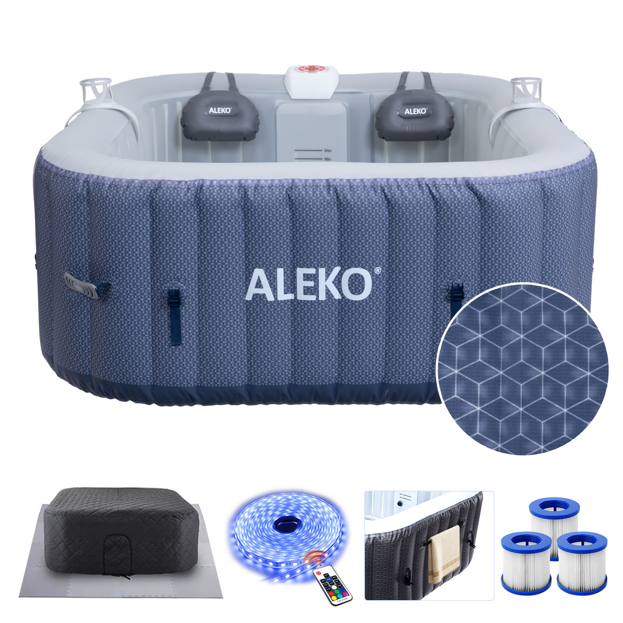 ALEKO Inflatable LED Hot Tub