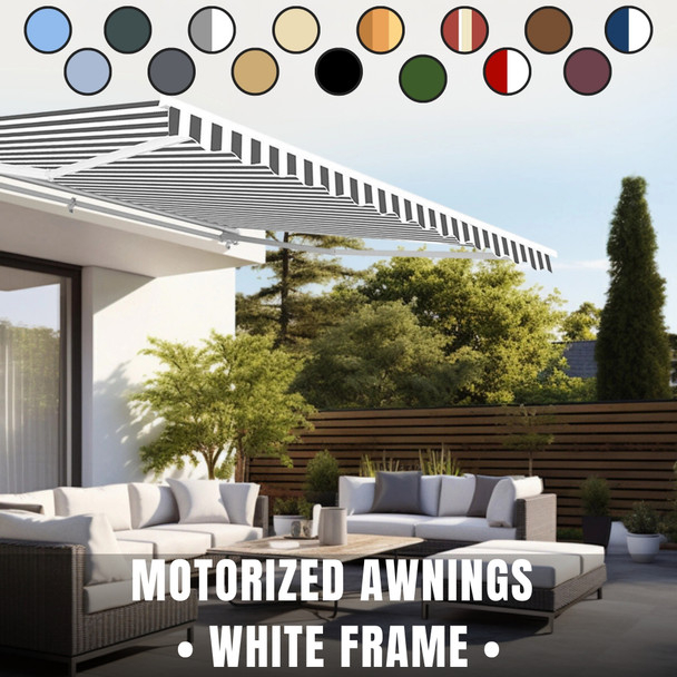 Retractable Motorized Patio Awning – White Frame