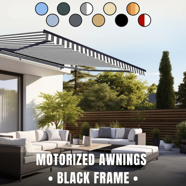 Retractable Motorized Patio Awning – Black Frame
